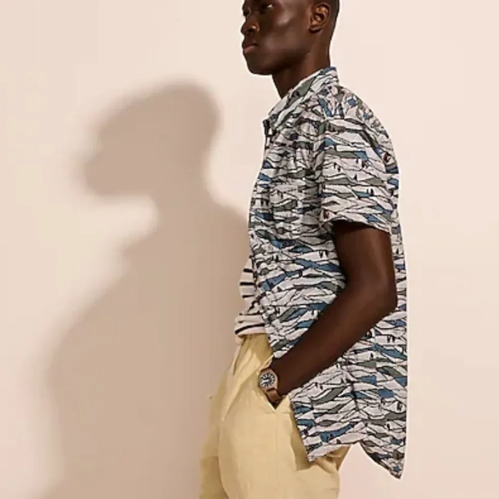 J Crew Short-sleeve‎ slub cotton shirt L Nwt see actual photo can’t find stock